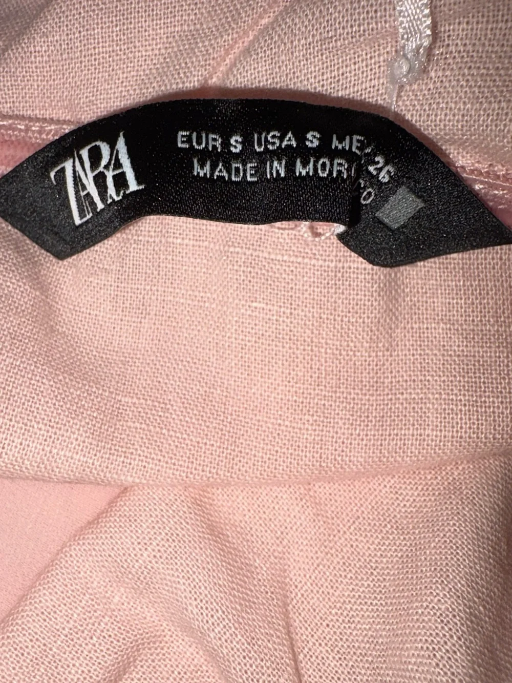 Zara Pink Linen Strapless Cropped Wide Leg Jumpsuit - S